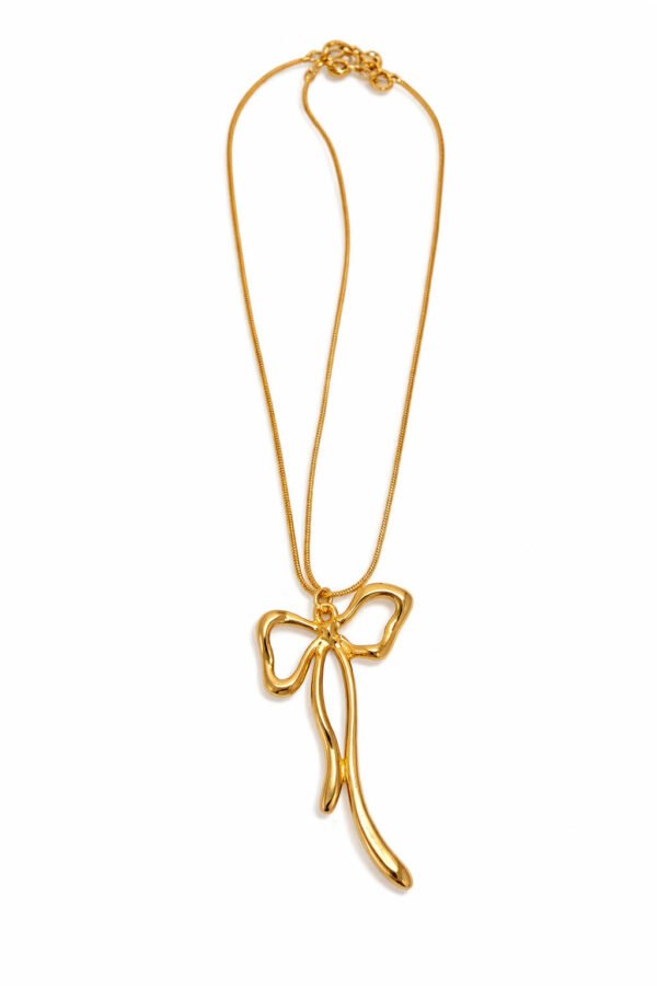 Elegant Gold Bow Pendant Necklace for Women – Anti-Tarnish