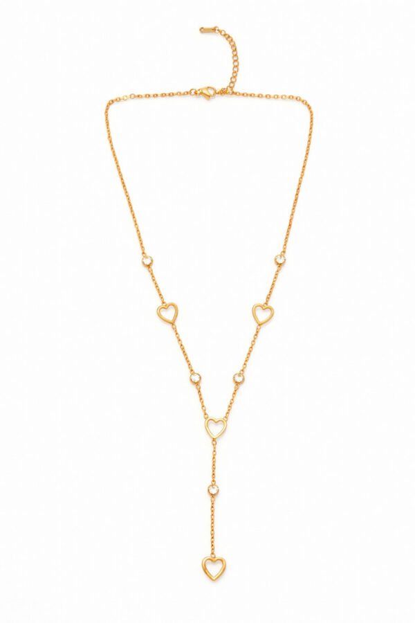 Elegant Women’s Stylish Gold Heart Y-Necklace – Anti-Tarnish Finish