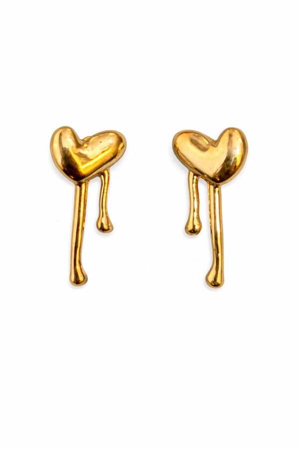 Women’s Golden Heart Drip Earrings – Anti-Tarnish Statement Jewelry