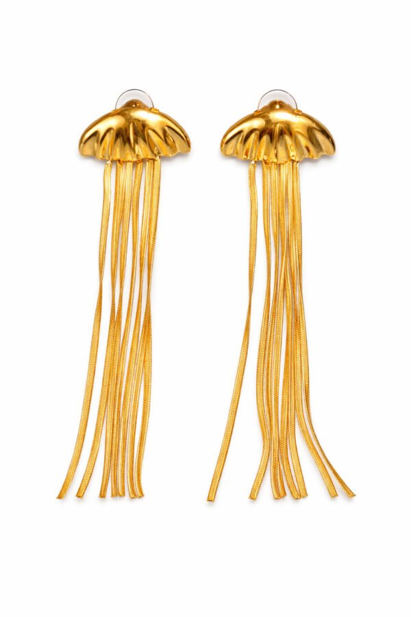 Elegant Women’s Shimmering Gold Tassel Drop Earrings – Anti-Tarnish