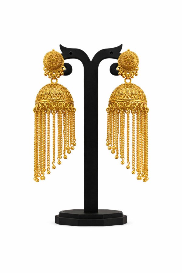 Elegant Women’s Exquisite Gold Jhumka Chandelier Earrings