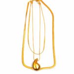 Gold Snake Chain Necklace with Flame Pendant – Anti Tarnish Jewelry