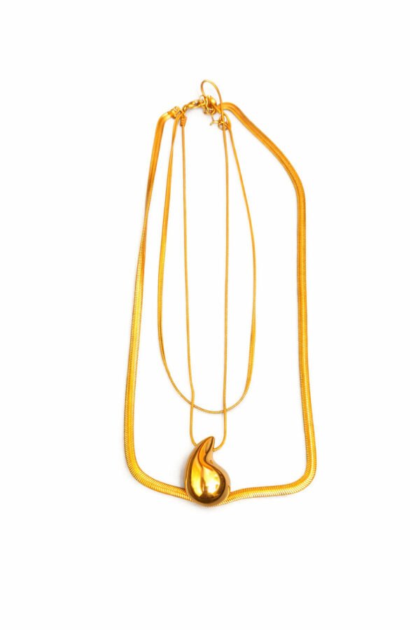 Gold Snake Chain Necklace with Flame Pendant – Anti Tarnish Jewelry