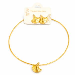 Gold Crescent Moon Choker Necklace Set – Anti Tarnish Jewelry