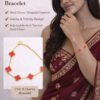 Red Clover Charm Gold Bracelet for Women – Anti Tarnish | Ladylikes