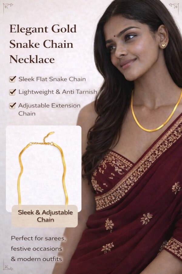Elegant Gold Snake Chain Necklace for Women – Anti Tarnish