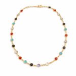 Colourful Gemstone Station Necklace for Women – Anti Tarnish