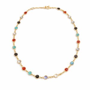 Colourful Gemstone Station Necklace for Women – Anti Tarnish