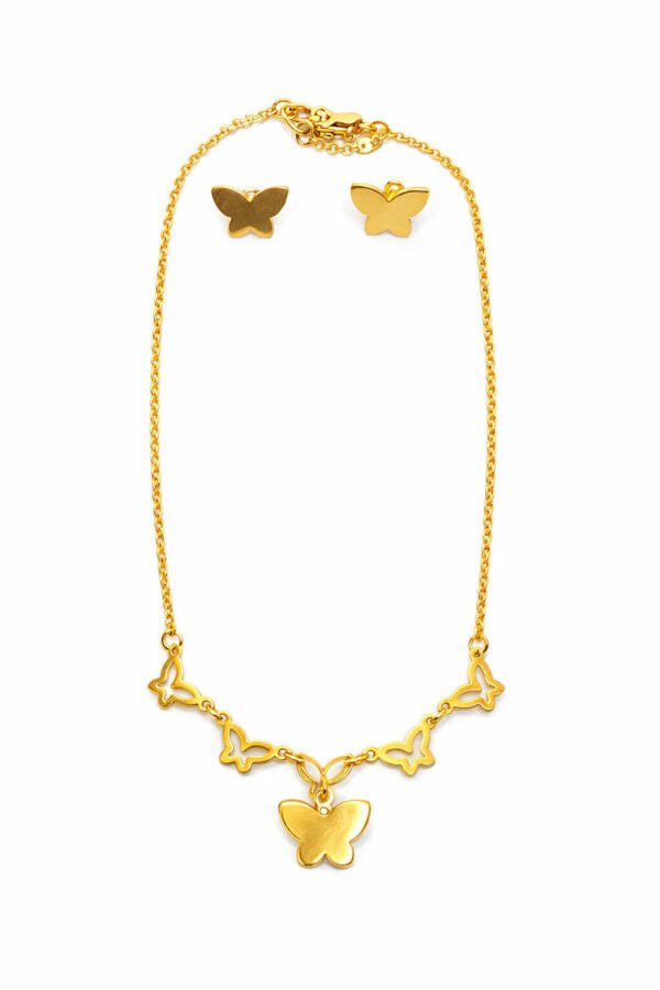Gold Butterfly Necklace and Earrings Set for Women – Anti Tarnish Jewelry