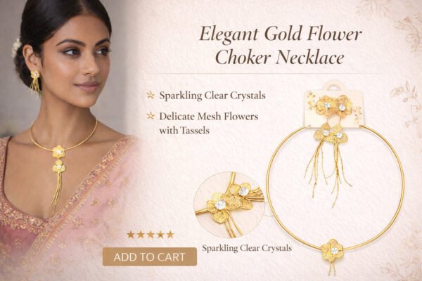 Elegant Gold Flower Choker Necklace