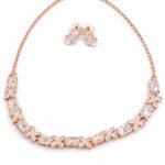Elegant Woman Rose Gold AD Stone Jewelry Set