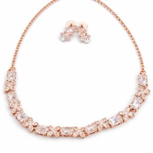 Elegant Woman Rose Gold AD Stone Jewelry Set