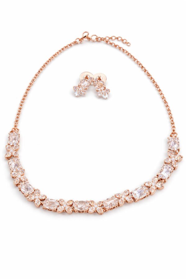 Elegant Woman Rose Gold AD Stone Jewelry Set