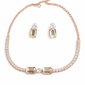 Elegant AD Stone Rose Gold Jewelry Set for Women