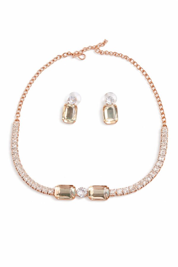Elegant AD Stone Rose Gold Jewelry Set for Women