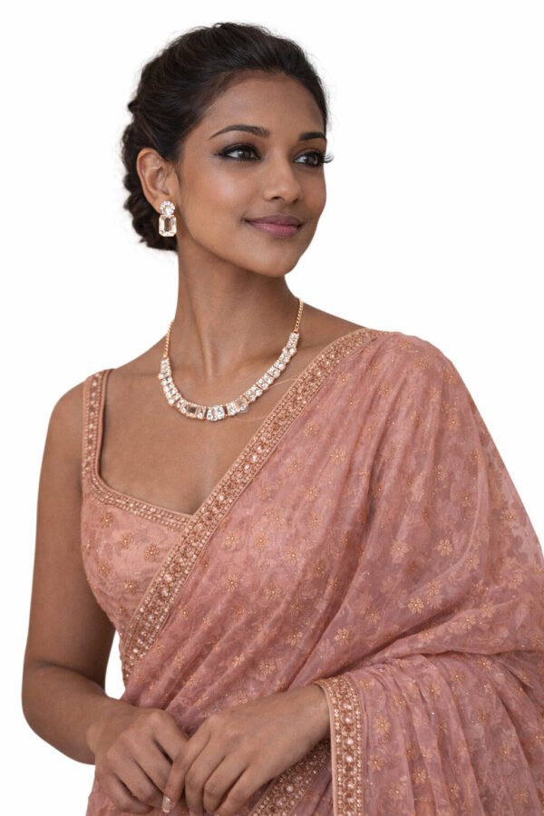 Elegant AD Stone Rose Gold Jewelry Set for Women