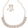 AD stone rose gold jewelry set for women with necklace and matching earrings