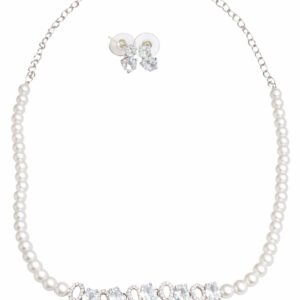 Premium Pearl Necklace with AD Zirconia Earrings – Women’s Jewellery Set