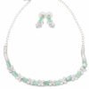 Green AD Stone & Cubic Zirconia Necklace Earring Set for Women