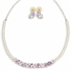 AD Stone Pearl and Amethyst Jewellery Set