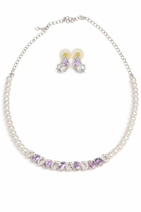 AD Stone Pearl and Amethyst Jewellery Set
