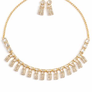 AD Stone Gold-Plated Necklace and Earrings Set for Women