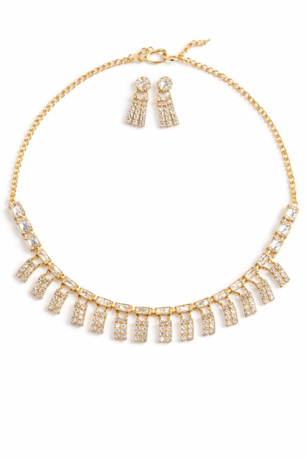 AD Stone Gold-Plated Necklace and Earrings Set for Women