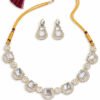 White Gold Plated Cubic Zirconia Kundan Necklace & Earrings Set