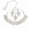 Elegant White Kundan Jewelry Set for Women – Necklace, Earrings & Maang Tikka