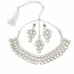 Elegant White Kundan Jewelry Set for Women – Necklace, Earrings & Maang Tikka