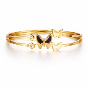 Elegant Gold Butterfly Bangle Bracelet – Anti-Tarnish | Adjustable Women’s Jewelry