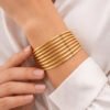 Elegant Gold Cuff Bracelet for Women – Anti-Tarnish Adjustable Open Cuff