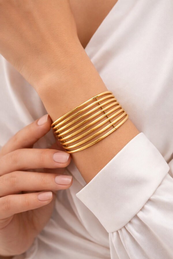 Elegant Gold Cuff Bracelet for Women – Anti-Tarnish Adjustable Open Cuff