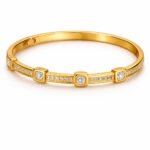 Elegant Gold Cubic Zirconia Bangle for Women – Anti-Tarnish Finish