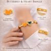Elegant Gold Butterfly & Heart Bangle for Women – Anti-Tarnish