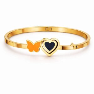 Elegant Gold Butterfly & Heart Bangle for Women – Anti-Tarnish