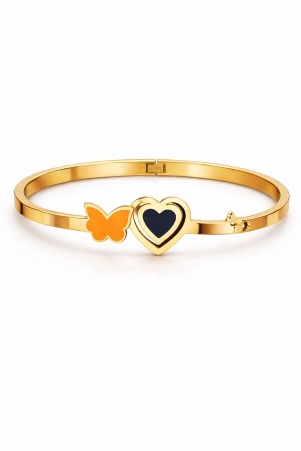 Elegant Gold Butterfly & Heart Bangle for Women – Anti-Tarnish