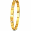 Elegant Gold Bangle with Gemstones – Anti Tarnish Bracelet for Women