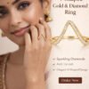 Sparkling V-Shaped Diamond Style Gold Ring – Anti Tarnish Finish