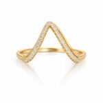 Sparkling V-Shaped Diamond Style Gold Ring – Anti Tarnish Finish