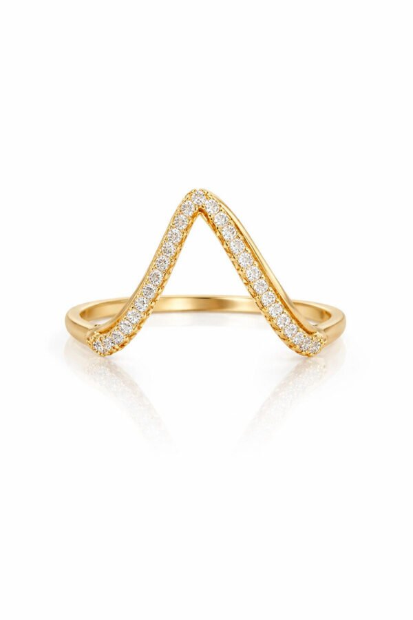 Sparkling V-Shaped Diamond Style Gold Ring – Anti Tarnish Finish