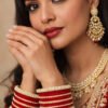 “Elegant Red Pearl Bangles Set for Women – Bridal & Festive Wear”