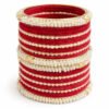 Elegant Red Pearl Bangles Set for Women – Bridal & Festive Wear”