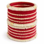 Elegant Red Pearl Bangles Set for Women – Bridal & Festive Wear”
