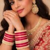 Traditional Pink Bangles Set with Gold Accents for Women – Bridal & Festive Wear