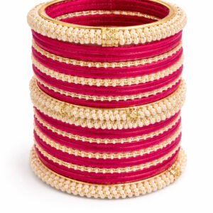 Traditional Pink Bangles Set with Gold Accents for Women – Bridal & Festive Wear