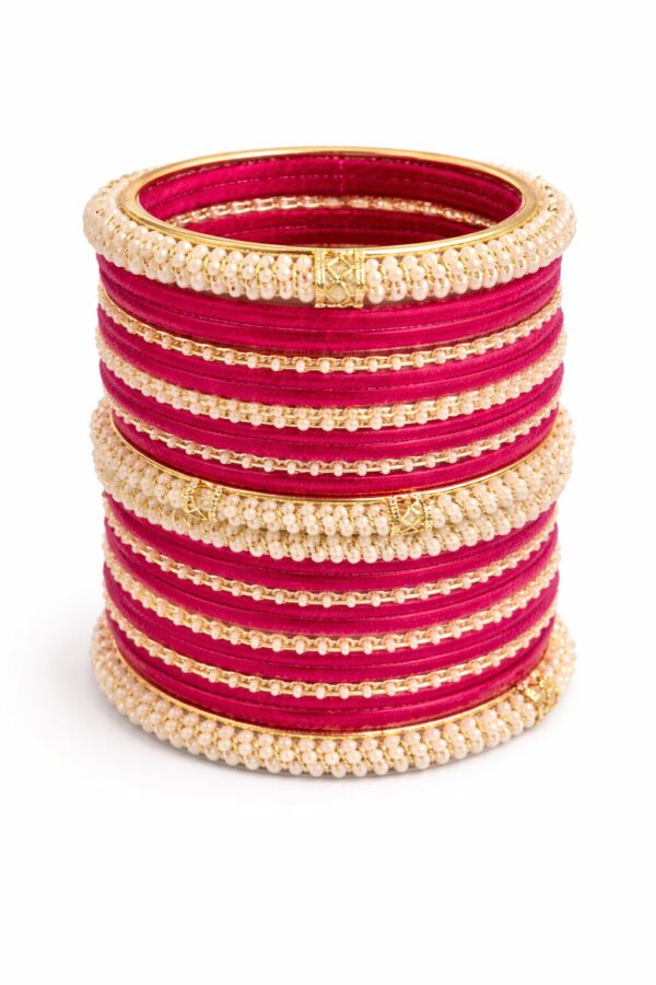 Traditional Pink Bangles Set with Gold Accents for Women – Bridal & Festive Wear