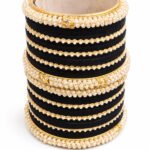 Elegant Black Pearl Bangles Set for Women – Bridal & Festive Wear