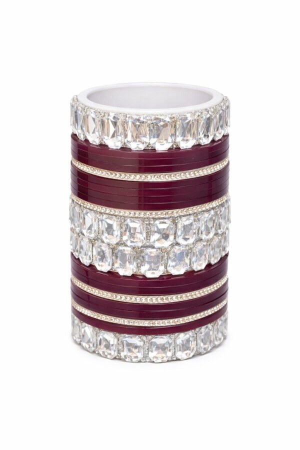 Luxury Mahroon Bridal Wedding Chura Set for Women – Designer Crystal Bangles