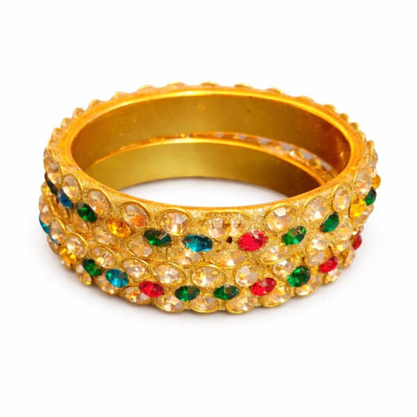 Gold-Plated Bangle with Colorful Crystal Stones for Women
